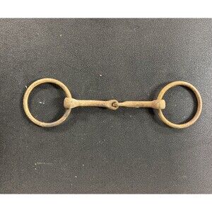 ANTIQUE VINTAGE WROUGHT IRON WESTERN O RING SNAFFLE HORSE PONY BIT